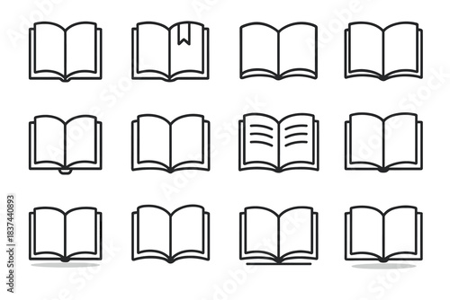 Ring minimal shadow bookmark icon vector book pages spine hinge icons arc