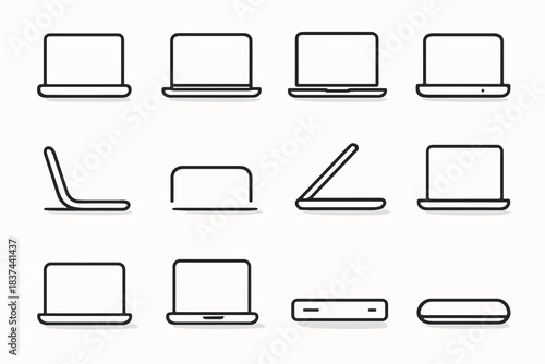 Dot minimal laptop line fold port vector keyboard stripe base arc icon