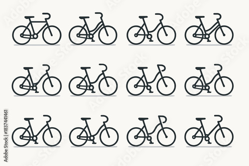 Vector outline handle curve fold bicycle hinge arc icon pedal minimal icons