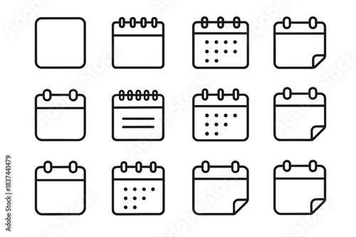 Page calendar edge circle hinge shadow icons icon vector line stripe clip