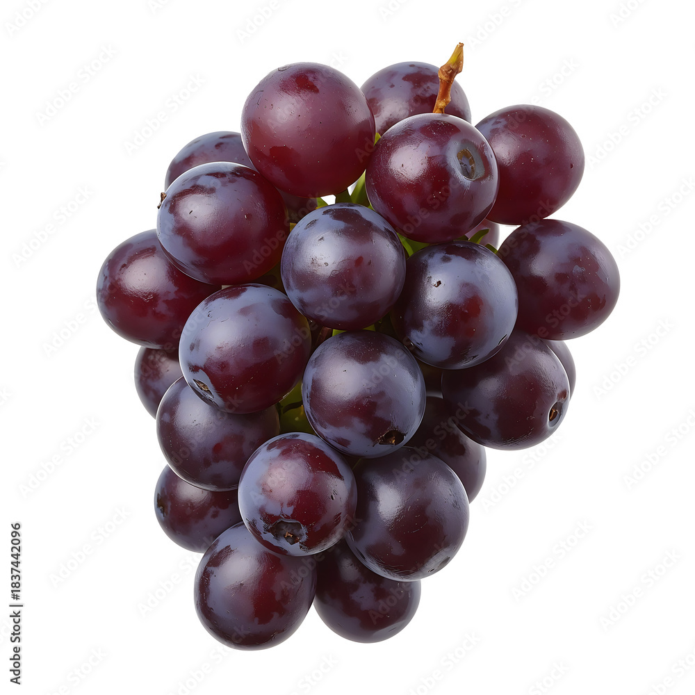 Fototapeta premium Fresh dark purple grapes bunch isolated PNG cutout transparent