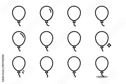 Air reflection balloon dot string ring minimal vector arc icon fold hinge
