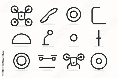 Line minimal base rotor shadow icon propeller lens vector circle dot drone