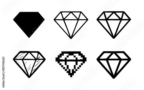 Collection of six jewel designs in diverse artistic styles
