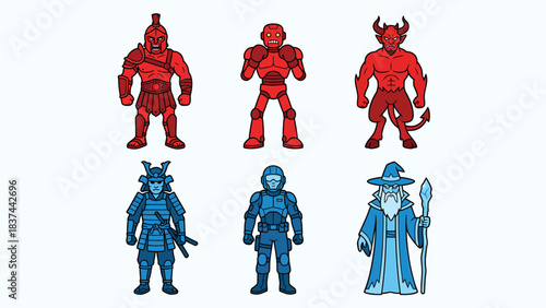 Fantasy vs Sci Fi A Visual Showdown of Warriors Robots Demons and Wizards for Game or Illustration Projects