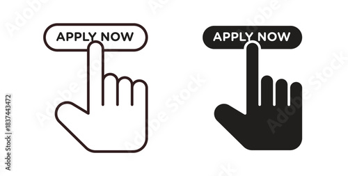 Apply icons design is in black and white, line stock illustration