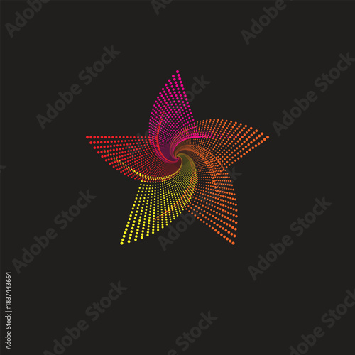 Star Shape with Colorful Halftone Gradient Swirl