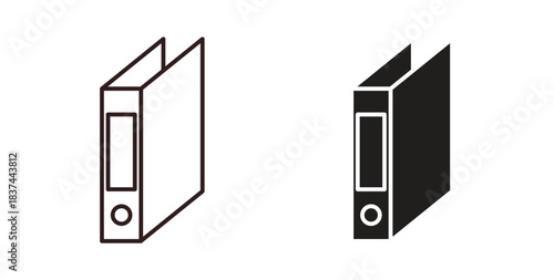 Binder icons design is in black and white, line stock illustration