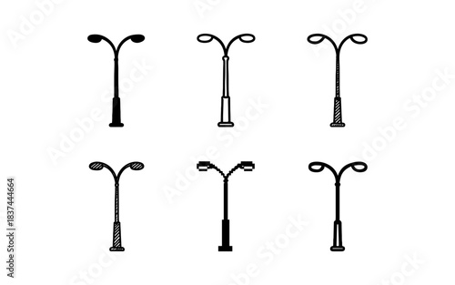 Set of linear streetlight designs with creative variations