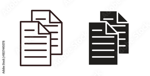 Copy icons design is in black and white, line stock illustration