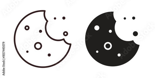 Cookie icons design is in black and white, line stock illustration