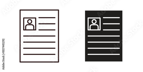 CV icons design is in black and white, line stock illustration