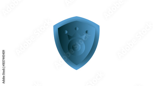 Simple blue shield logo with a crown and ring design, symbolizing protection and authority