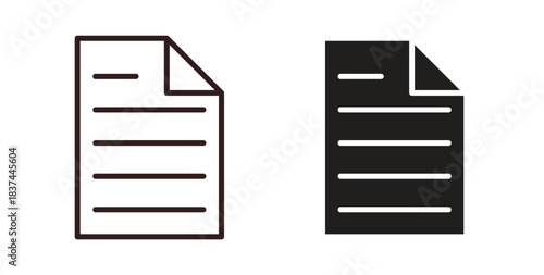 Document icons design is in black and white, line stock illustration