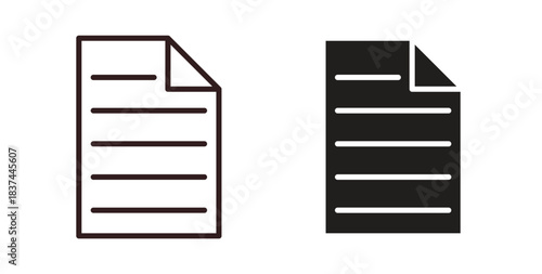 Document icons design is in black and white, line stock illustration