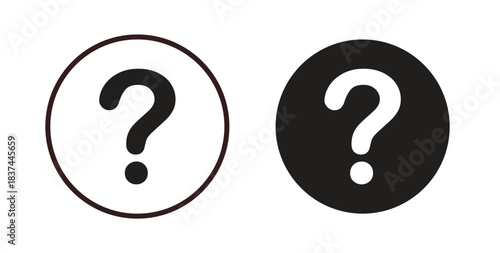 Doubts button icons design is in black and white, line stock illustration