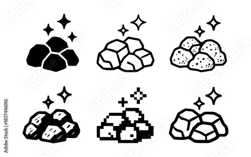 Retro pixel art gemstones set with shining effects