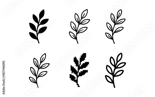 Minimalist plant icons in various styles and formats