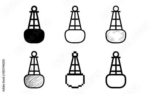 Six variations of minimal line art buoy icons