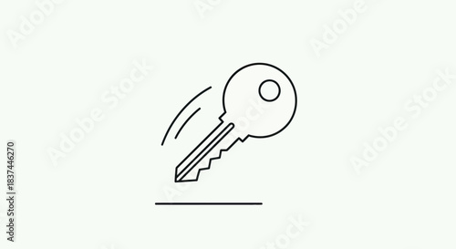 Line Art Illustration of a Key Bouncing Off a Surface.