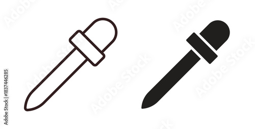 Eye dropper icons design is in black and white, line stock illustration