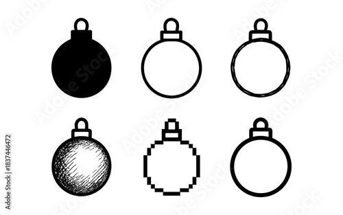 Variety of christmas bauble designs with different artistic styles