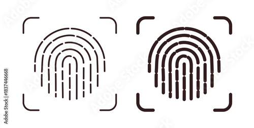 Fingerprint icons design is in black and white, line stock illustration