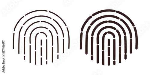 Fingerprint icons design is in black and white, line stock illustration