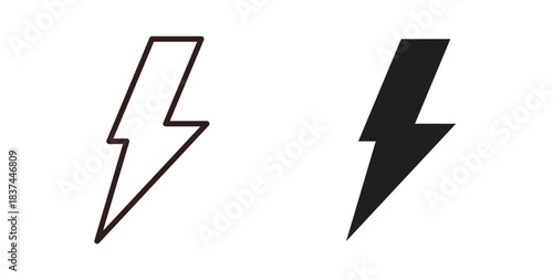 Flash icons design is in black and white, line stock illustration