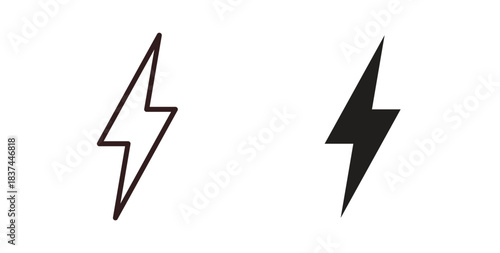 Flash icons design is in black and white, line stock illustration