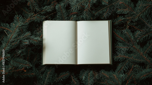 Forest Flat Lay with Empty Notebook Pages