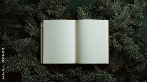 Winter Nature Background with Blank Diary