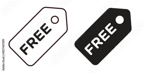 Free tag icons design is in black and white, line stock illustration