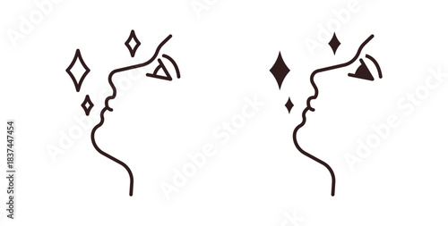 Glowing skin icons design is in black and white, line stock illustration