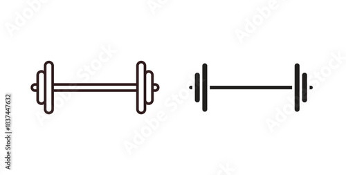 Gym icons design is in black and white, line stock illustration