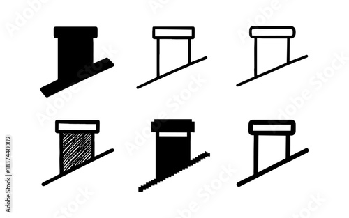 Various styles of minimalist column silhouettes on inclined surfaces