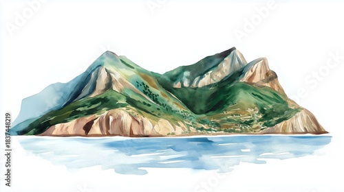 Cape of Good Hope. Cape of Good Hope hand drawn watercolor illustration on white background
