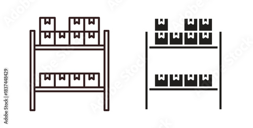 Inventory icons design is in black and white, line stock illustration