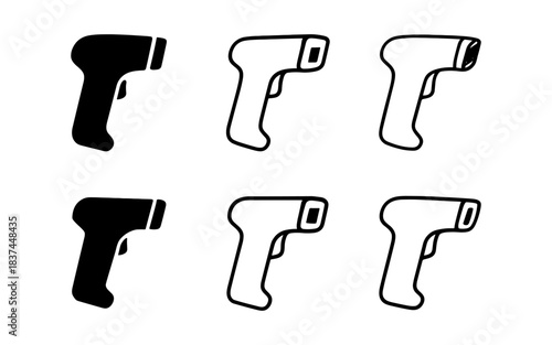 Minimalistic thermometer icon set with various outline styles for medical and health designs