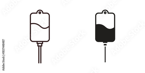 IV bag icons design is in black and white, line stock illustration