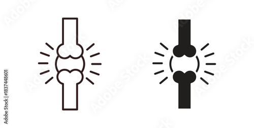 Joint icons design is in black and white, line stock illustration