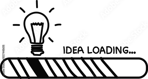 PrintLightbulb idea loading bar symbolizing innovation and creativity