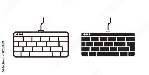 Keyboard icons design is in black and white, line stock illustration