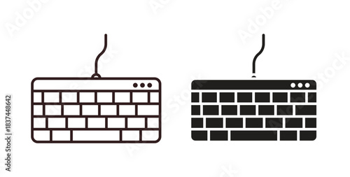 Keyboard icons design is in black and white, line stock illustration