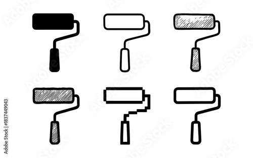 Variety of paint roller designs in different artistic styles