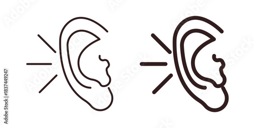 Listening icons design is in black and white, line stock illustration