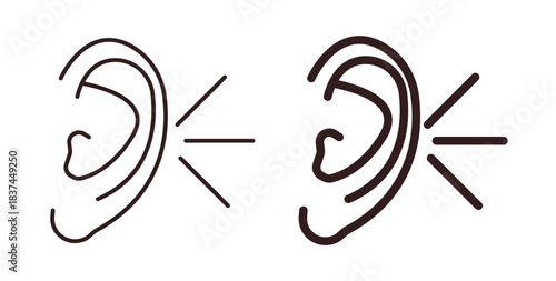 Listening icons design is in black and white, line stock illustration