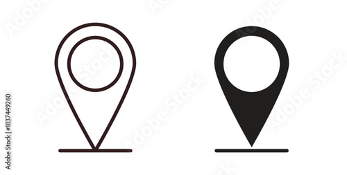 Located icons design is in black and white, line stock illustration