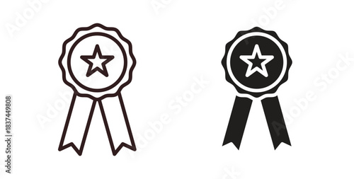 Medal icons design is in black and white, line stock illustration