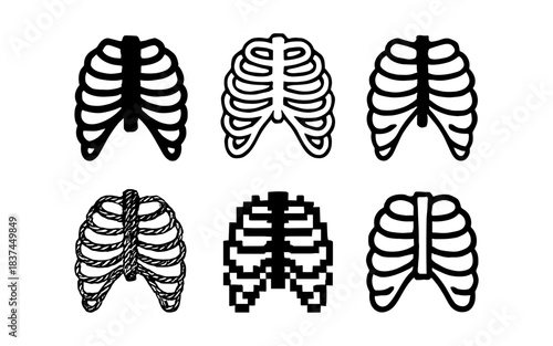 Diverse rib cage designs in black and white series